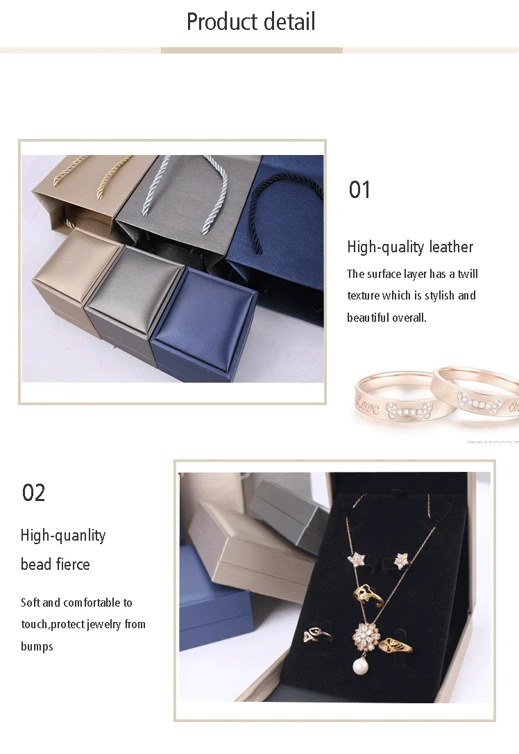 Jewelry Box Luxury Earring Bracelet Necklace Ring Box Jewelry Packaging Wholesale Custom Logo Leather Pu Leather Pendant Box