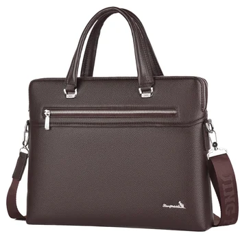 Men's Multifunctional Genuine Cowhide Leather Briefcase with Soft PU Waterproof Nylon Lining Luxury Business Handbag