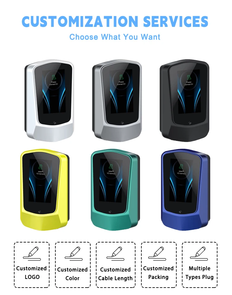 OEM EU Standard Plug and play 7kw Wall-mounted EV Charger for  Car Wallbox 32A