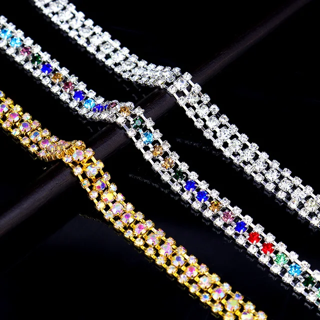 High Quality Bling Bling Cup Chain Rhinestone Trimming Garment Accessories Glass Material Decorative Dress Shoe Crystal Trimming