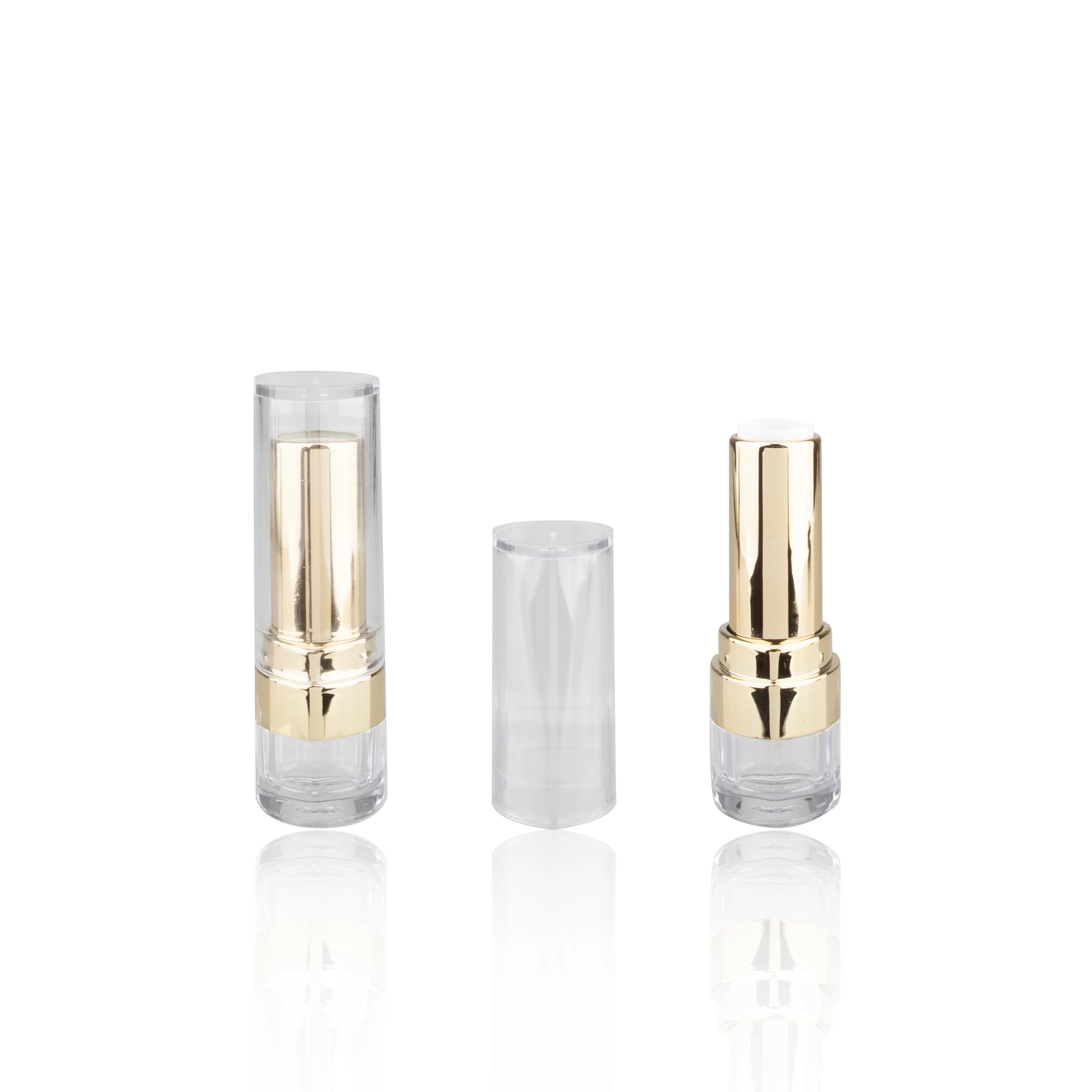 Make Your Own Lip Tube with Logo Printing Custom Empty Gold Lipstick Containers Clear Round Lip Balm Packaging Chinese Supplier