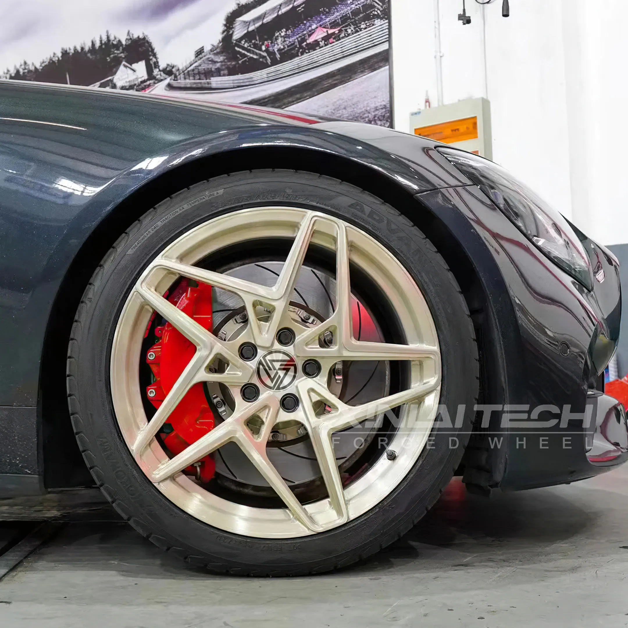 XL Forged Aluminum Alloy Car Wheels 5x112 5x114.3 5x120 5x130 Deep Concave Monoblock Wheels 17 18 19 20 21 22 23 Inch Gold Rims - Image 1