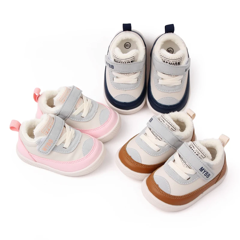 Autumn and Winter Baby Walking Shoes 1-3 Years Old Plus Fleece Warm Non-slip Children's Shoes