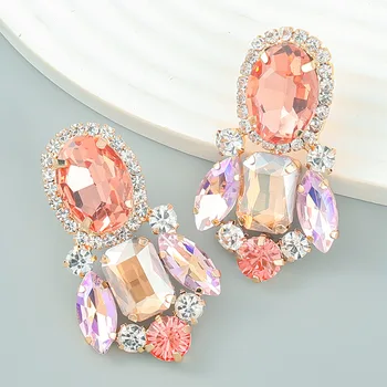 2022 Fashion Color Diamond Series Alloy Glass Rhinestone Women Super Flash Stud Earrings