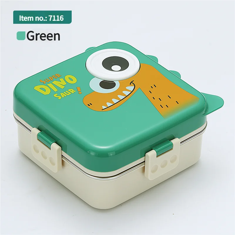 Cartoon 3 Compartment Kid Bento Box 304 Stainless Steel Lunch Box 1120ml+70ml Bento Kids Lunch Box  3 Grids with Sauce Bowl