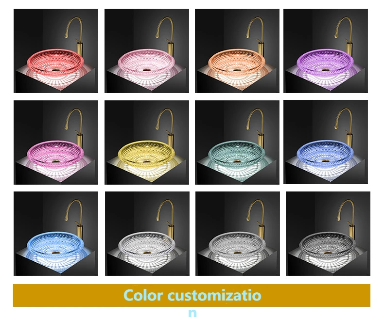 Transparent Color Basin Crystal Glass Transparent Wash Basin - Designer Hotel Bathroom