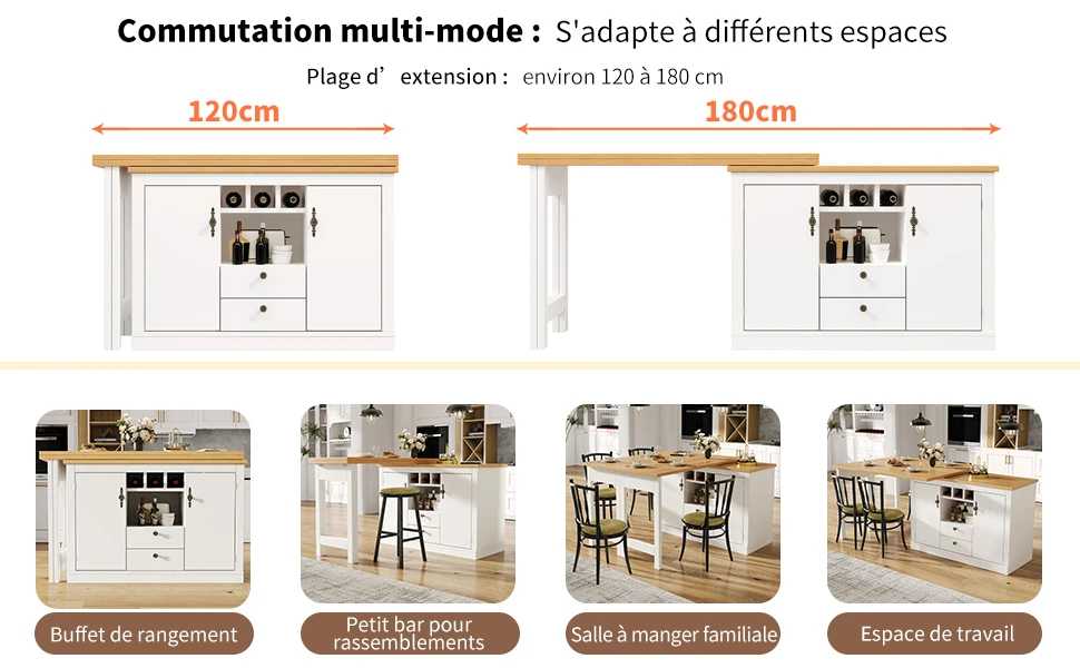 Table bar sideboard espace de rangement généreux