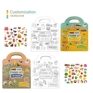 Customized Cute Jelly Sticker Books Wood Handheld Quiet Puzzle for Early Educational Toys Kids Learning
