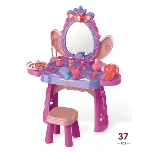 Interactive Plastic Children's Beauty Set Dressing Table with Light Music Educational Makeup Practice Toys for Girls Ring Type