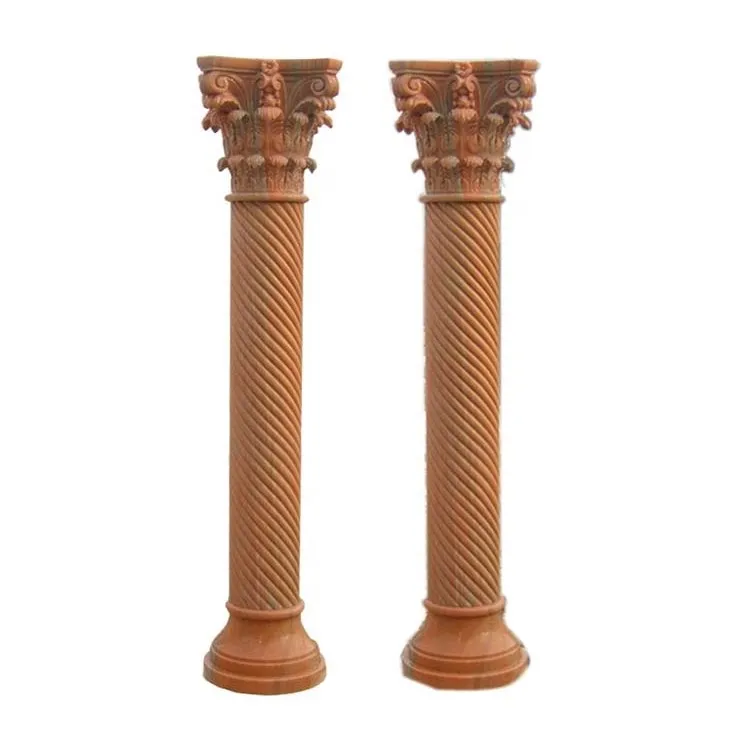 Roman Brown House Decorative Hand Carved Pillars