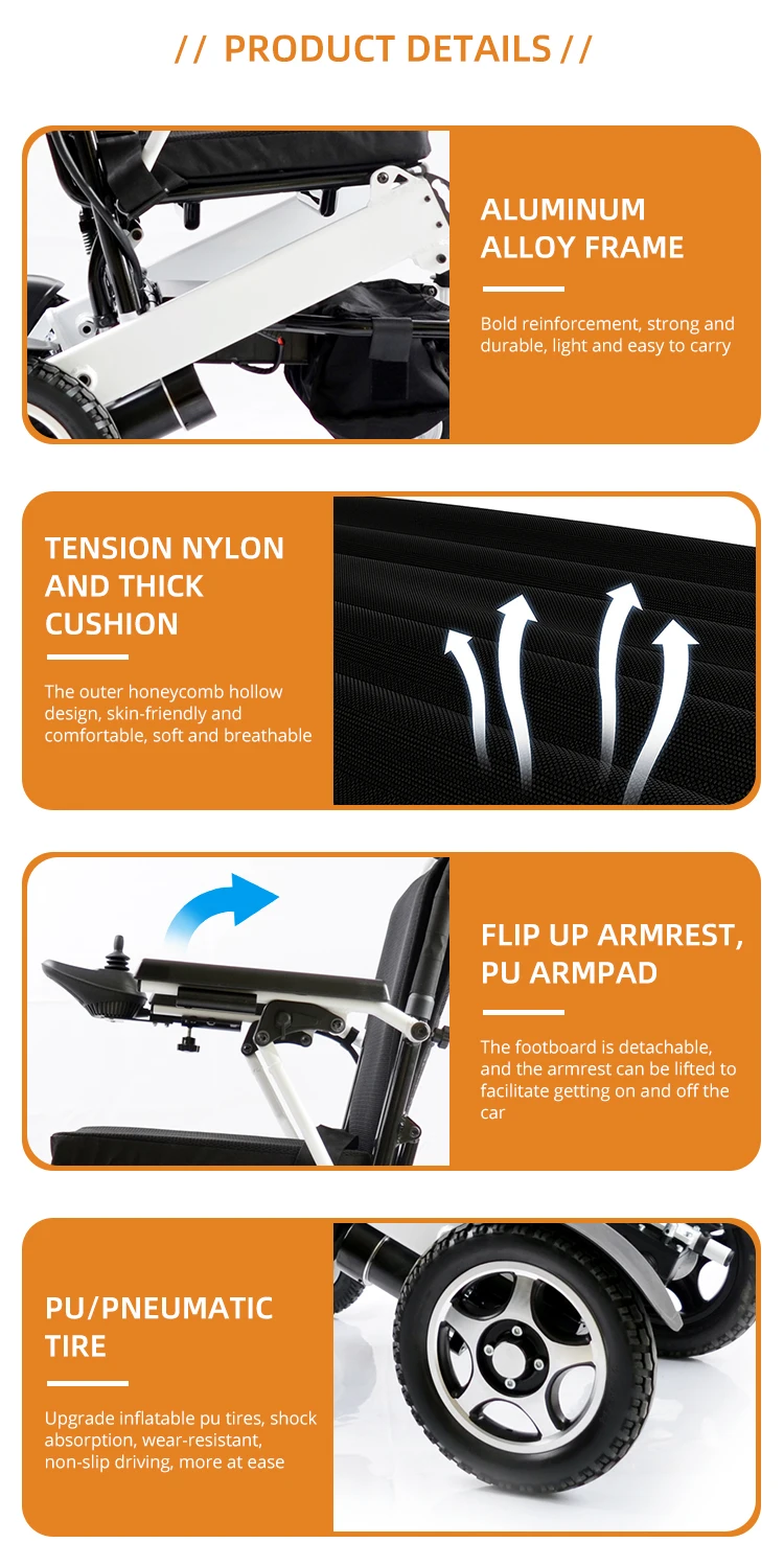 Aluminum Motorized Wheelchairs Power Wheelchairs Portable Electric