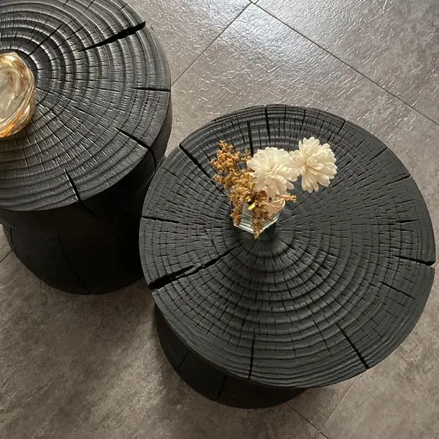 Round Solid Wood Top Side Table - Versatile & Stylish