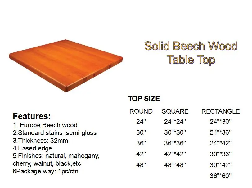 Solid beech wood table top