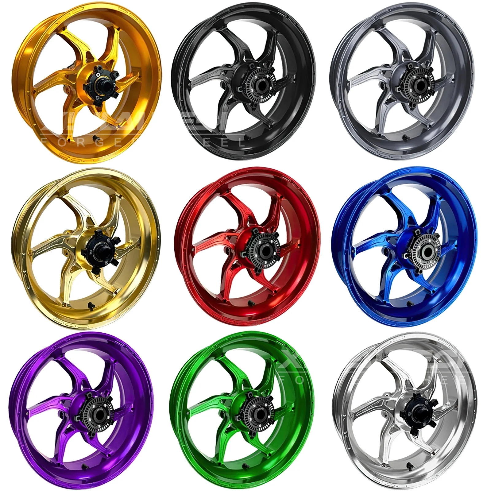 XL Glossy Black Finish Custom Forged Motorcycle Wheels Supermoto Sportbike Wheels Racing Motorcycles Anodized Forged Rims - Image 4