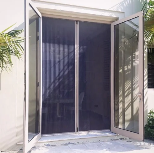 Polyester Pleated Mesh Bi Folding Mosquito Fly Insect Magnetic Control Detachable Screen Door