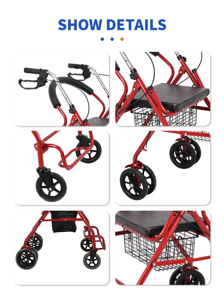 4 Wheels Rollator - Lightweight Foldable Walker Aid