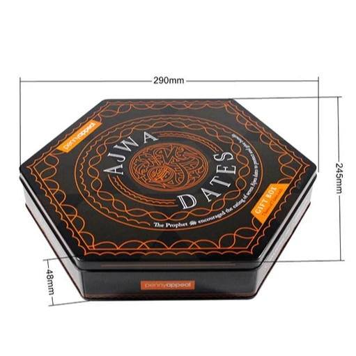 Wholesale Color Printing Embossing Gift Tin Hexagon Can Vintage Tinplate Storage Box Hexagon Tin Cans