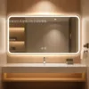 [Oro de lujo] Colgante horizontal: doble toque + luz blanca + desempañado (interruptor táctil + atenuación continua + espejo plateado sin cobre)