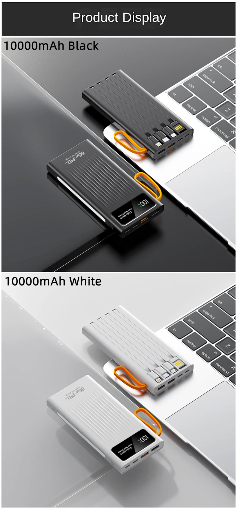 Pd66w Super Fast Charging 20000mah Powerbank With Charging Cable High Capacity 5 Output 3 Input 7737