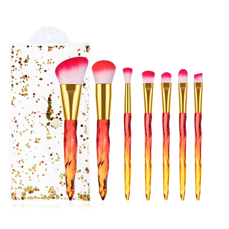 7 Transparent Crystal Diamond Handle Makeup Brush Set Eye Brush Pvc Quicksand Brush Pack Beauty Tool