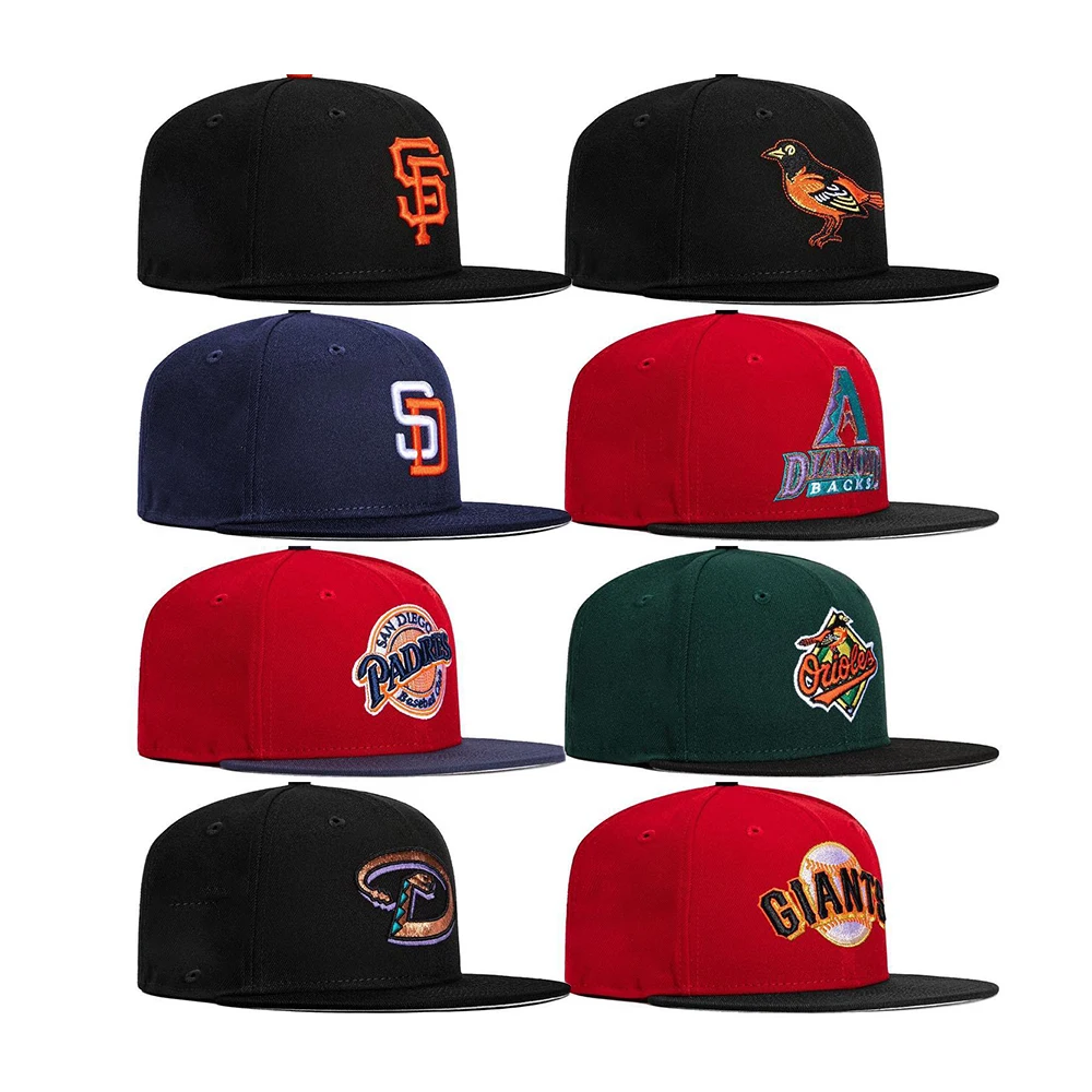 Custom 3d Embroidery 6 Panel New Flat Brim Fitted Hats For Men High