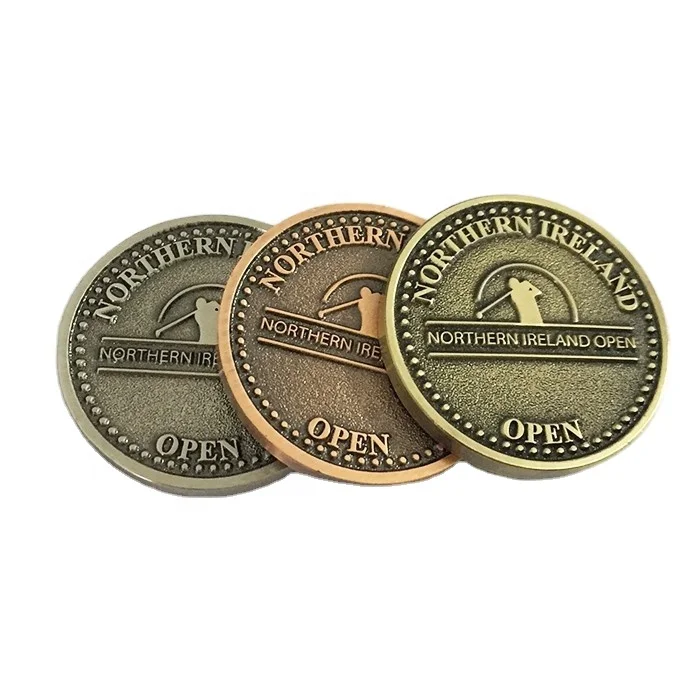 Wholesale Bulk Golf Sport Metal Custom Golf Coin Antique Copper Golf Ball Markers
