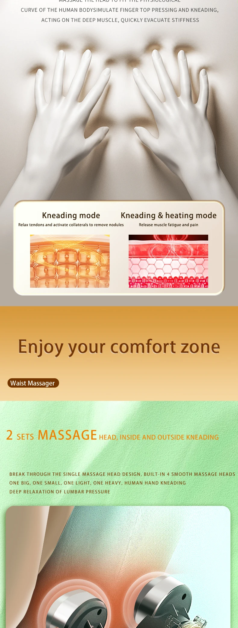 Dropshipping Products 2025 Full Body Neck Infrared Heated Massage Pillow Electric Back Massager Pillow Waist Massager 2 Modes