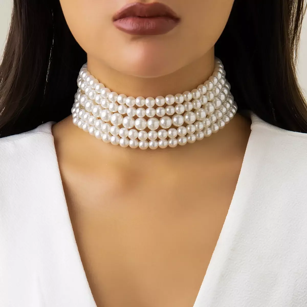 新品未使用※TOGA PULLA Pearl choker 8 Other Reasons - White Faux Pearl Necklace - Choker