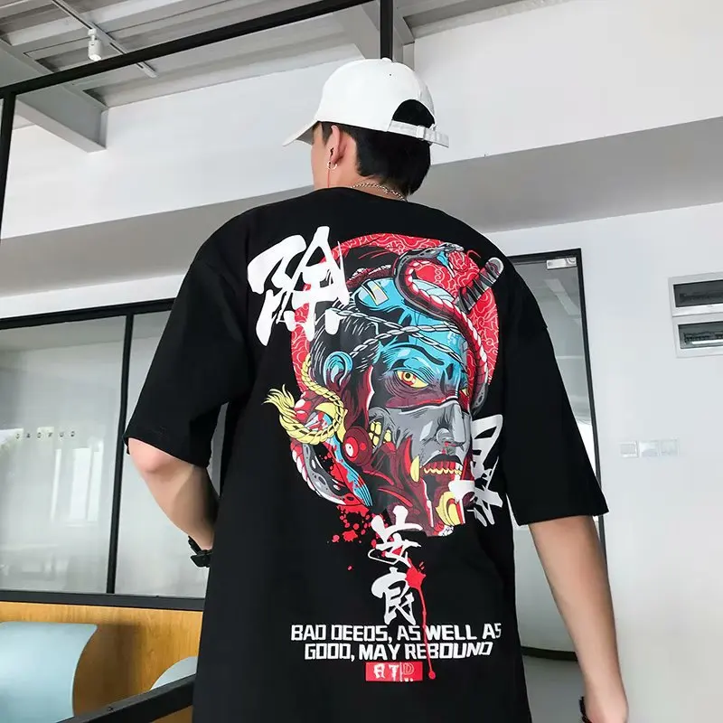 2022 Summer Men's T Shirt Harajuku Fashion Trend Short Sleeve Tops Tees Men  Casual Men Clothing Korean Print Graphic T Shirt Men