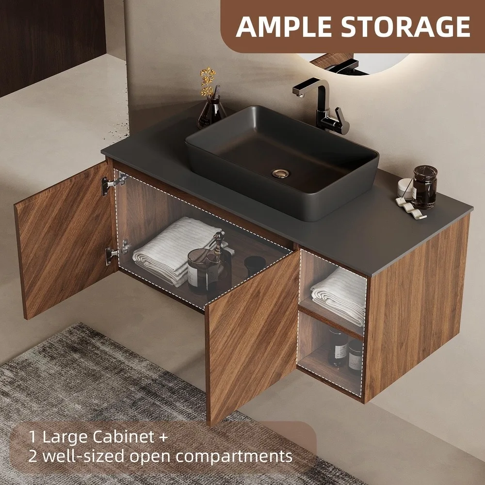 product single bathroom vanity cabinet modern wooden hotel wall mounted bathroom cabinet with sink set-10