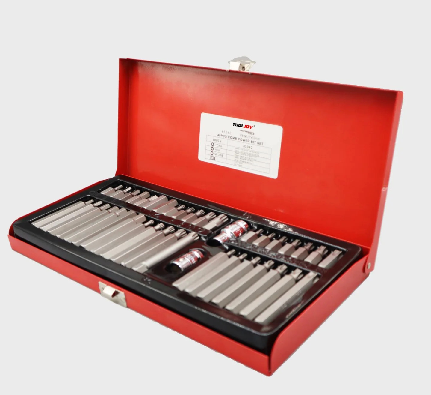 TOOLJOY 40 Drive Hex Torx Spline Bit Socket Set 12 Point Triple square Bits with 3/8" 1/2" Drive Sockets Set of Drills