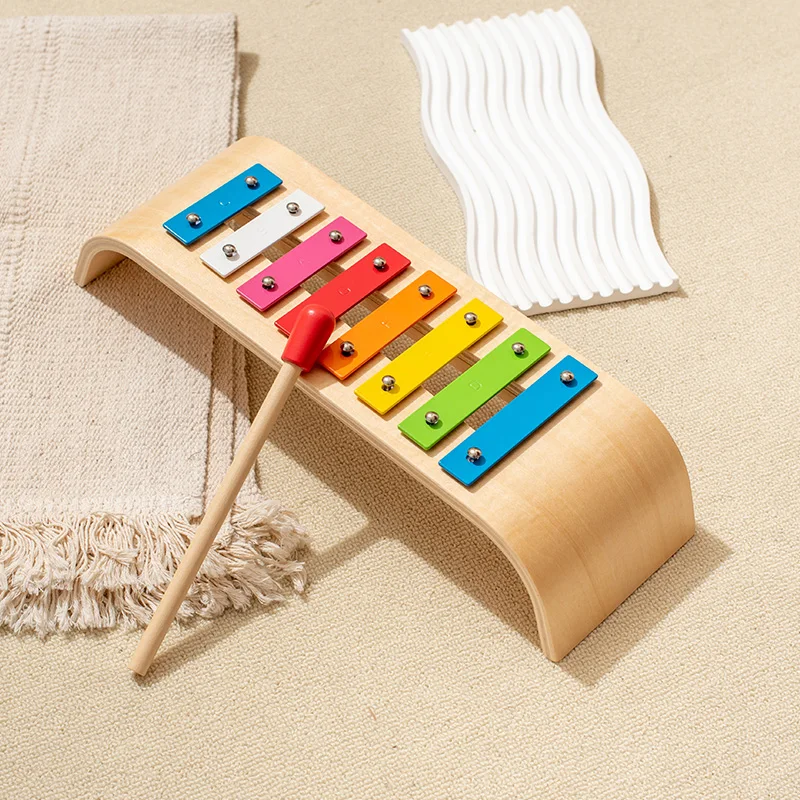 Оптовая продажа, профессиональная портативная детская мини-игрушка, деревянный ксилофон с 8 ключами, музыкальный инструмент, игрушки с маллетами, глокенол