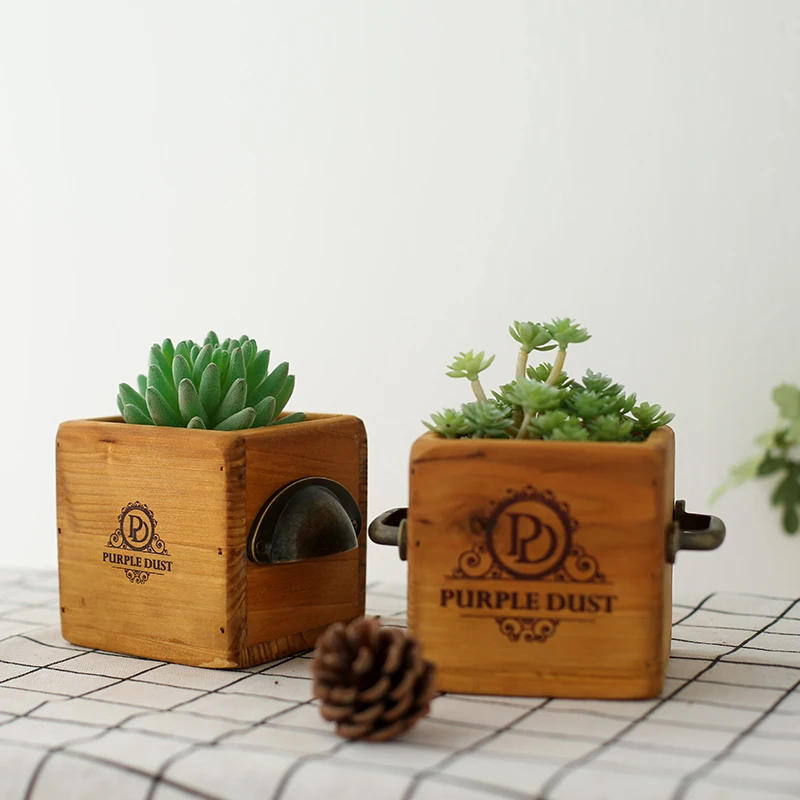 Деревянный Trug с ручкой для растений-суккулентов, деревянная коробка