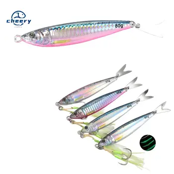CHEERY High Quality 20g-80g Luminous Long Throw Jigging Bait Fishing Lures Metal Fishing Lure With Sequins for Sea Fishing – Metal Jig – view 2