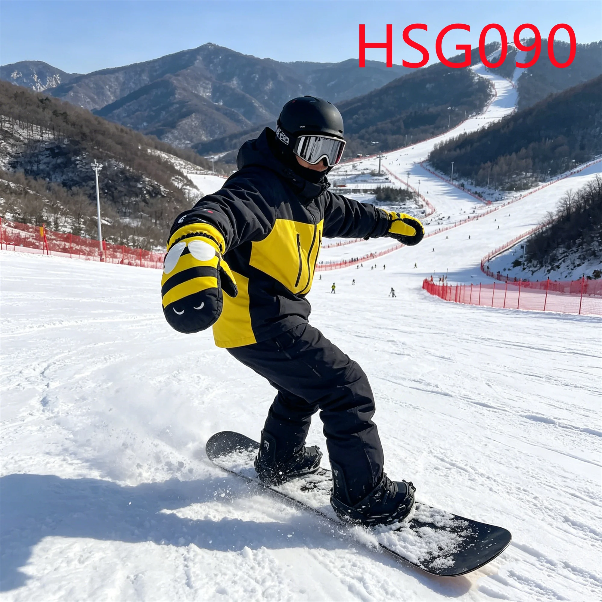 HY,Stylish Silhouette Snowproof Nicely Stitched Stylish Ski Gloves Freezing Winter Reinforced Palm Insulated Winter Mitts HSG090