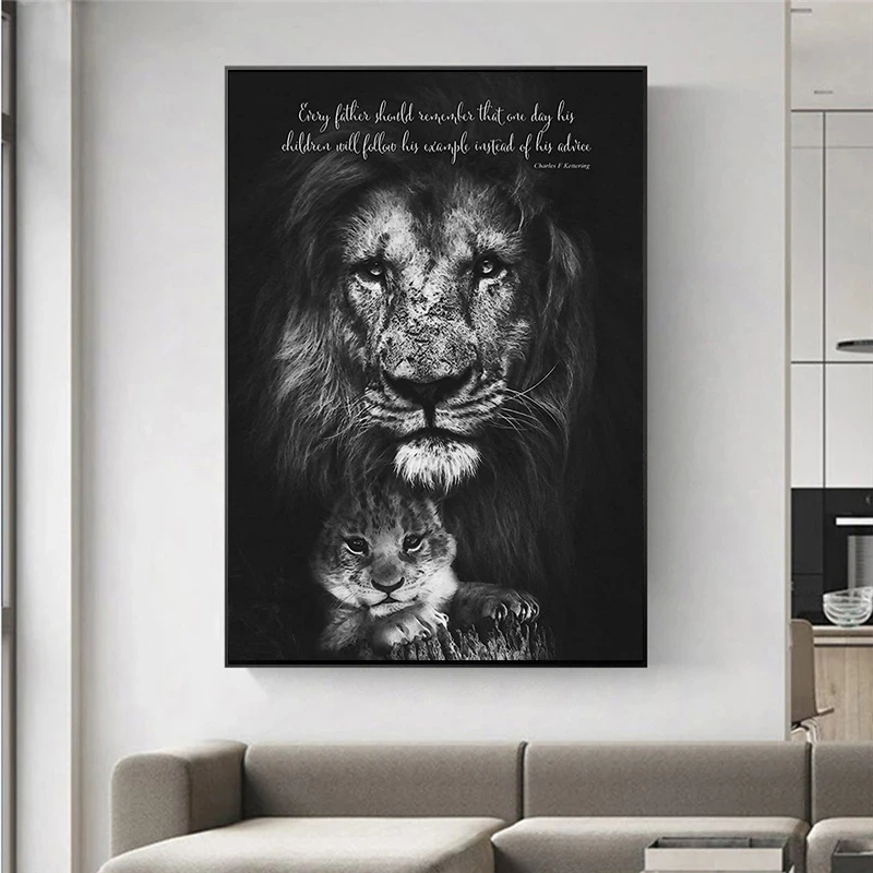 African Wild Lion Poster Black And White Animal Canvas Paintings On The Wall Art 