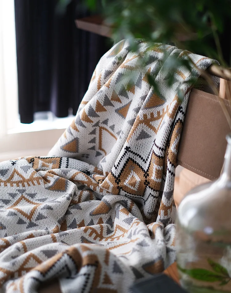 Скандинавский вязаный пользовательский плед с кисточками