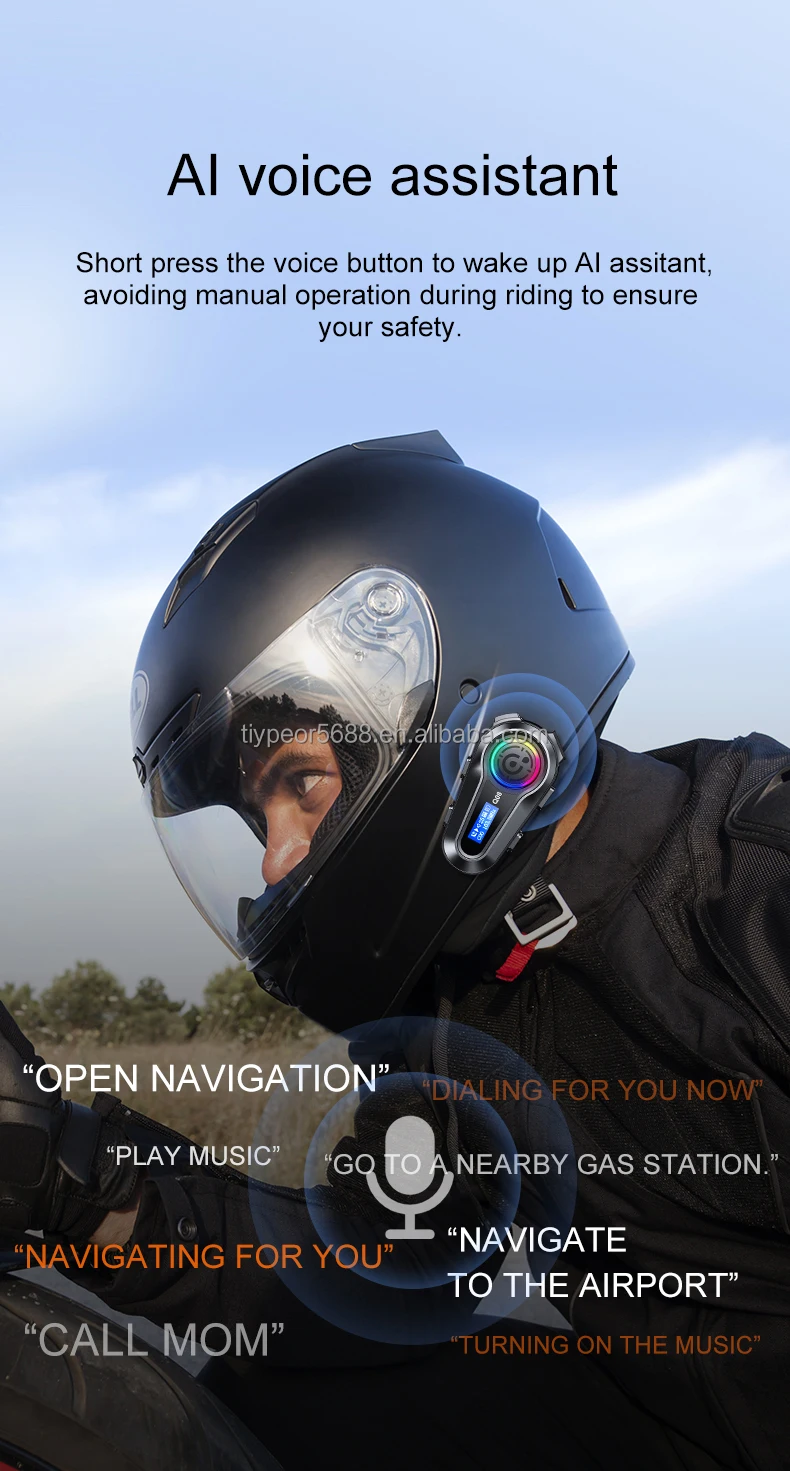 product tiypeor high quality cycling helmet headphones waterproof wireless 40mm diameter high quality speaker motorcycle intercom-5