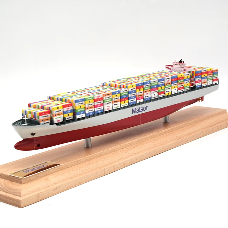 【A】Matson  35cm Customizable Plastic Crafts Miniature Cargo Ship Logistics Present Container Shipping Model Freight Forwarder Gift