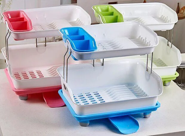 Plastic Dish Drainer Rack -2Tier - Blue