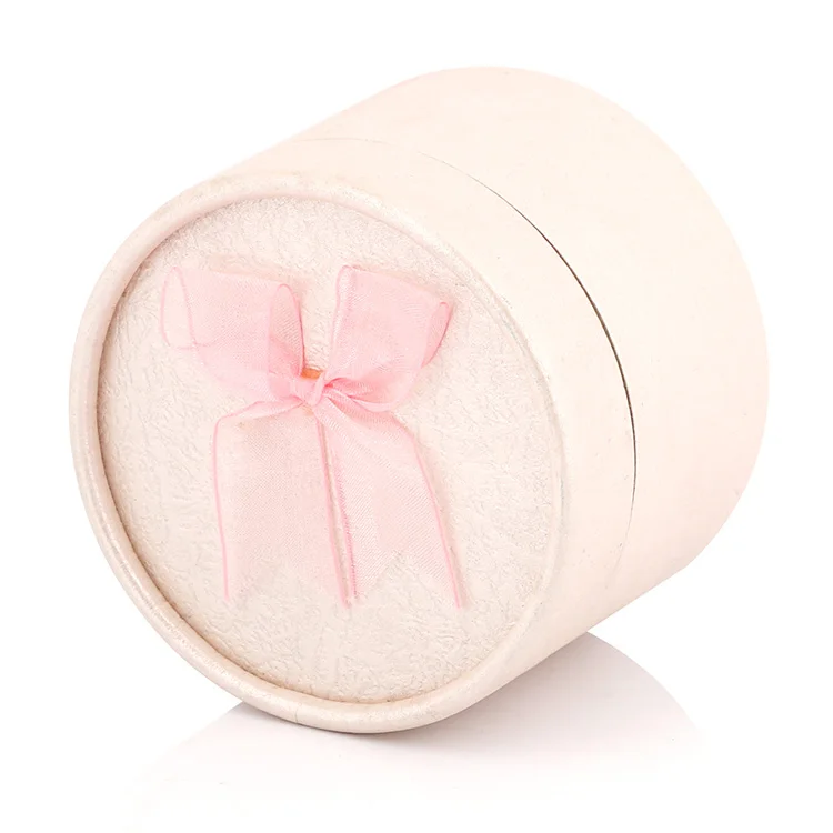 Custom Printing Cute Round Gift Boxes Small Paper Tube Packaging Box with Ribbon