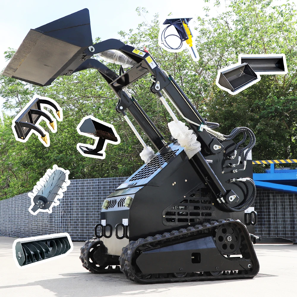 China Micro Skid Steer Loader with Bucket Attachment Hydraulic Small Mini Skid Steer Loader 45HP for Sale