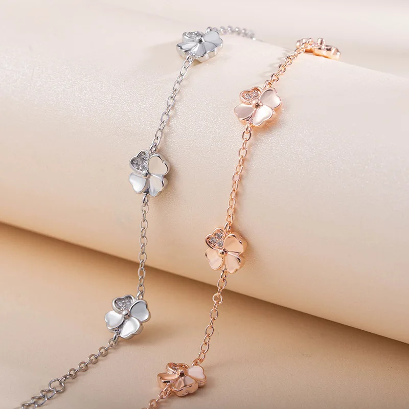 Buy 4-Leaf Clover Bracelet, Titanium Steel Lucky Rose Gold Charm Bangle,Fashion  Good Luck Flower Bracelet for Women Chain Jewelry Gifts Online at  desertcartINDIA