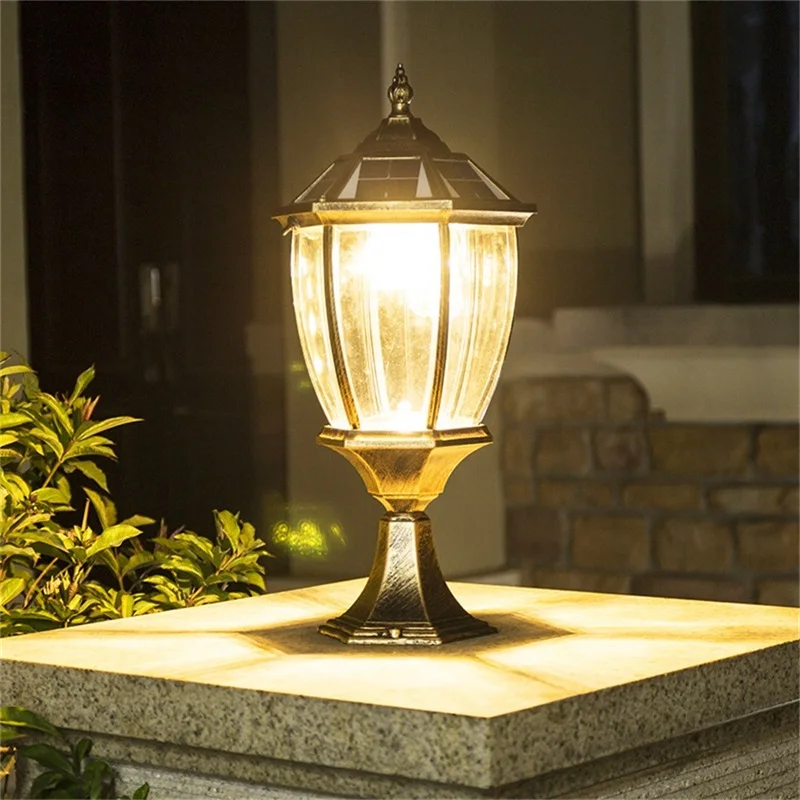 Classical Pillar Light LED Waterproof IP65 Fixtures for Home Garden Courtyard Solar Lamp Post Outdoor