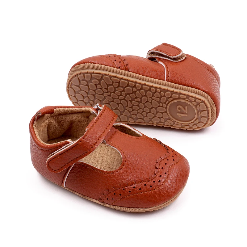 New British Style Pure Color Hollow PU Leather Baby Summer Simple Leisure Toddler Sandals factory