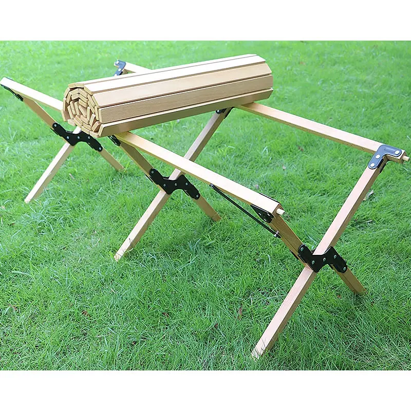 
Factory wholesale Camping Table Folding Egg Roll Wooden Table 30kg Bearing Triangle Stable Garden Travel Hiking BBQ Accessories 