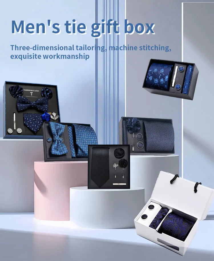 Custom Mens Bow Tie Gift Set Cufflinks 6pcs Luxury Business Formal Neck