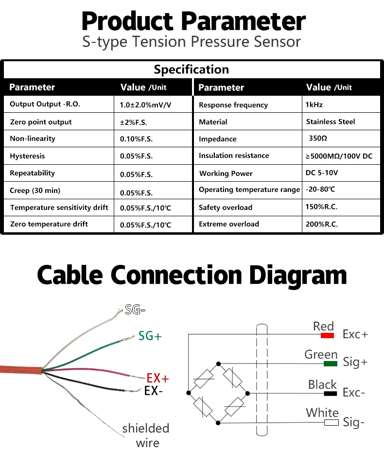 Load Cell Kit - S Beam Type Force Sensor for Compression