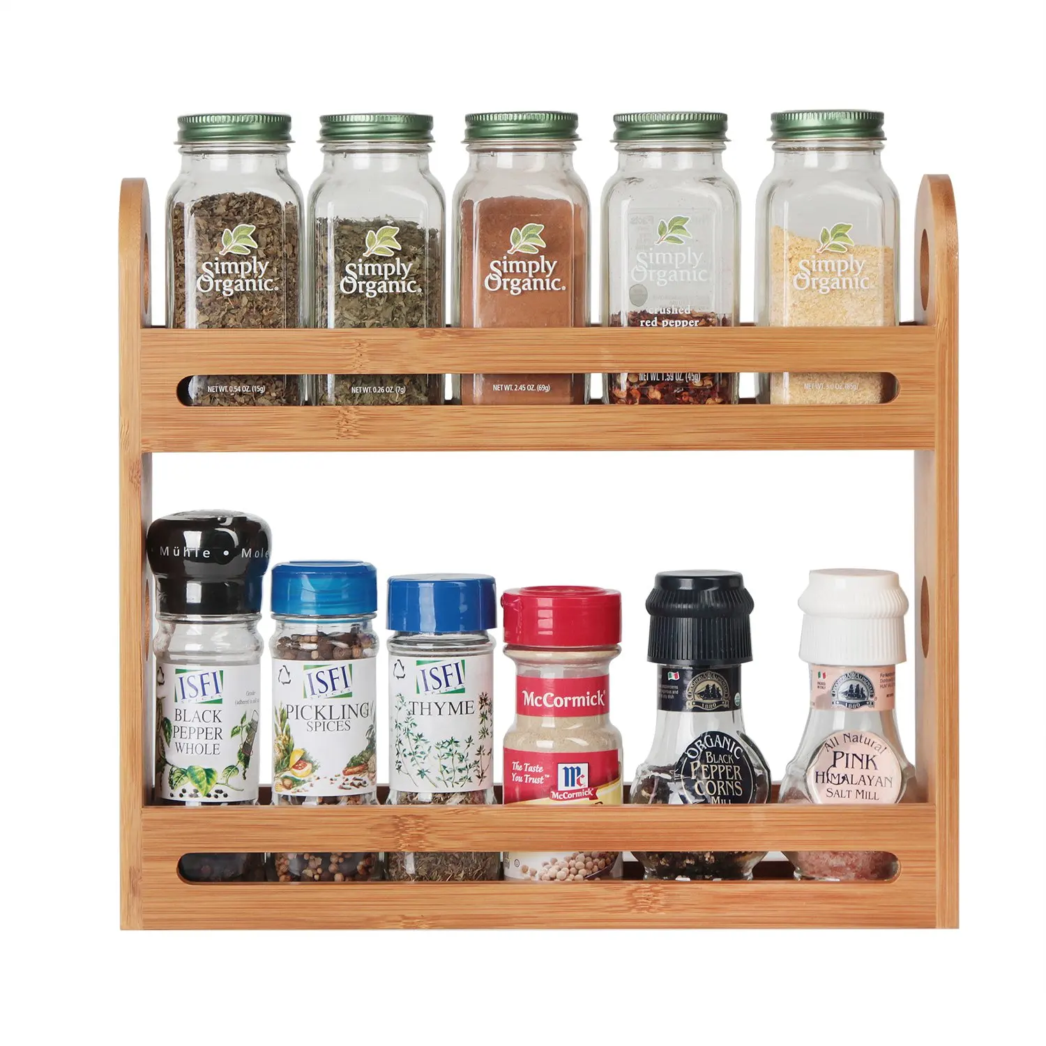 Wholesale Bamboo Spice Organizer Rack Countertop Seasoning Bottle Organizer for Cabinet Wall Mounted Seasoning Storage Shelf