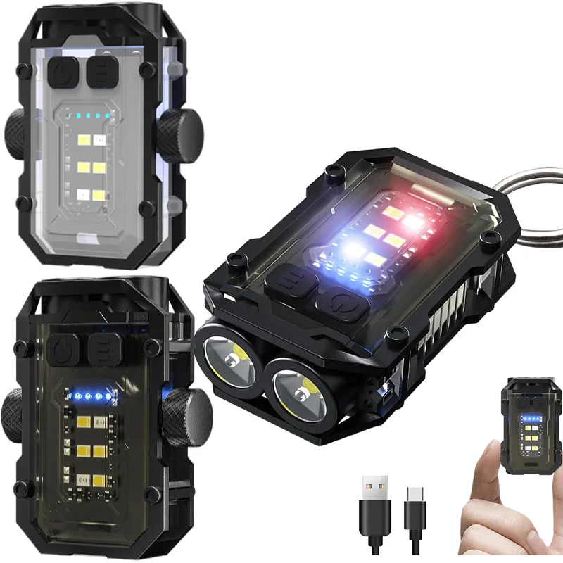 Multifunctional 10W Rechargeable Keychain Light Portable COB LED Torch Mini Camping Flashlight with Magnet Opener
